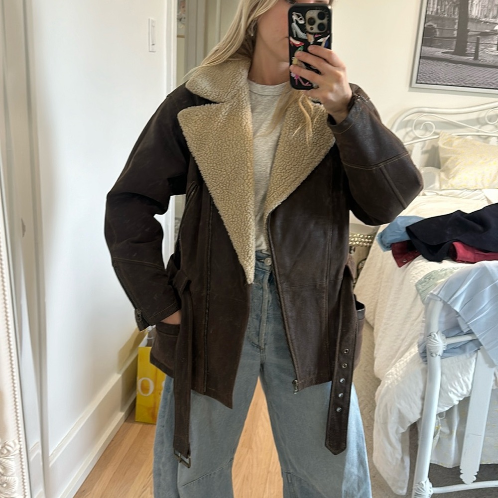 Vintage leather and shearling jacket